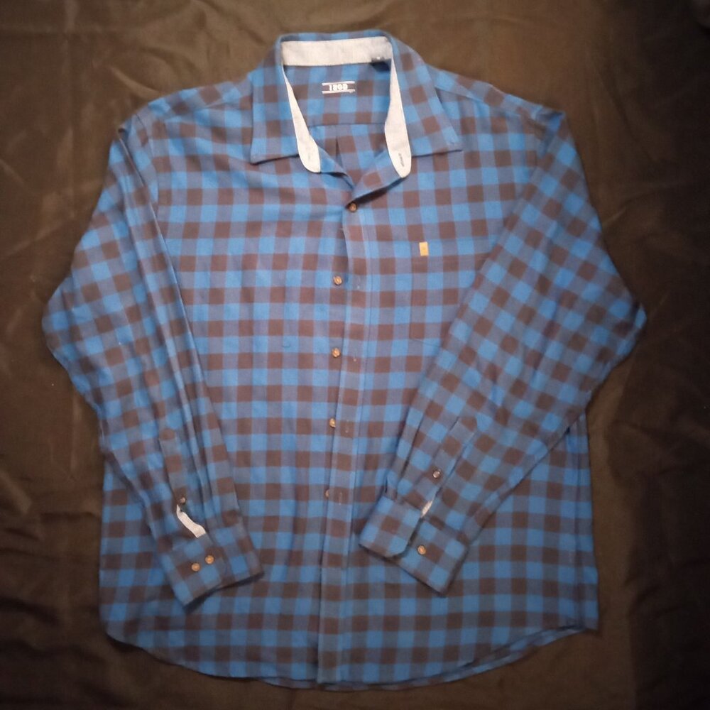 Izod Blue Flannel Button Down Shirt -Size XL Extra Large - Picture 3 of 4